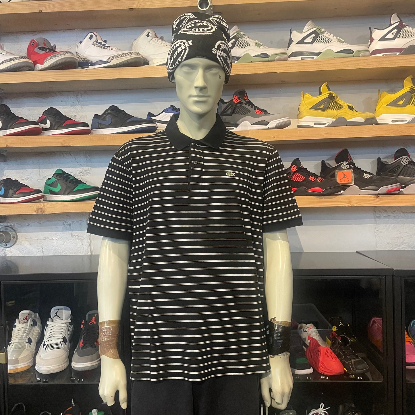 Lacoste Polo Black/White Small Stripe