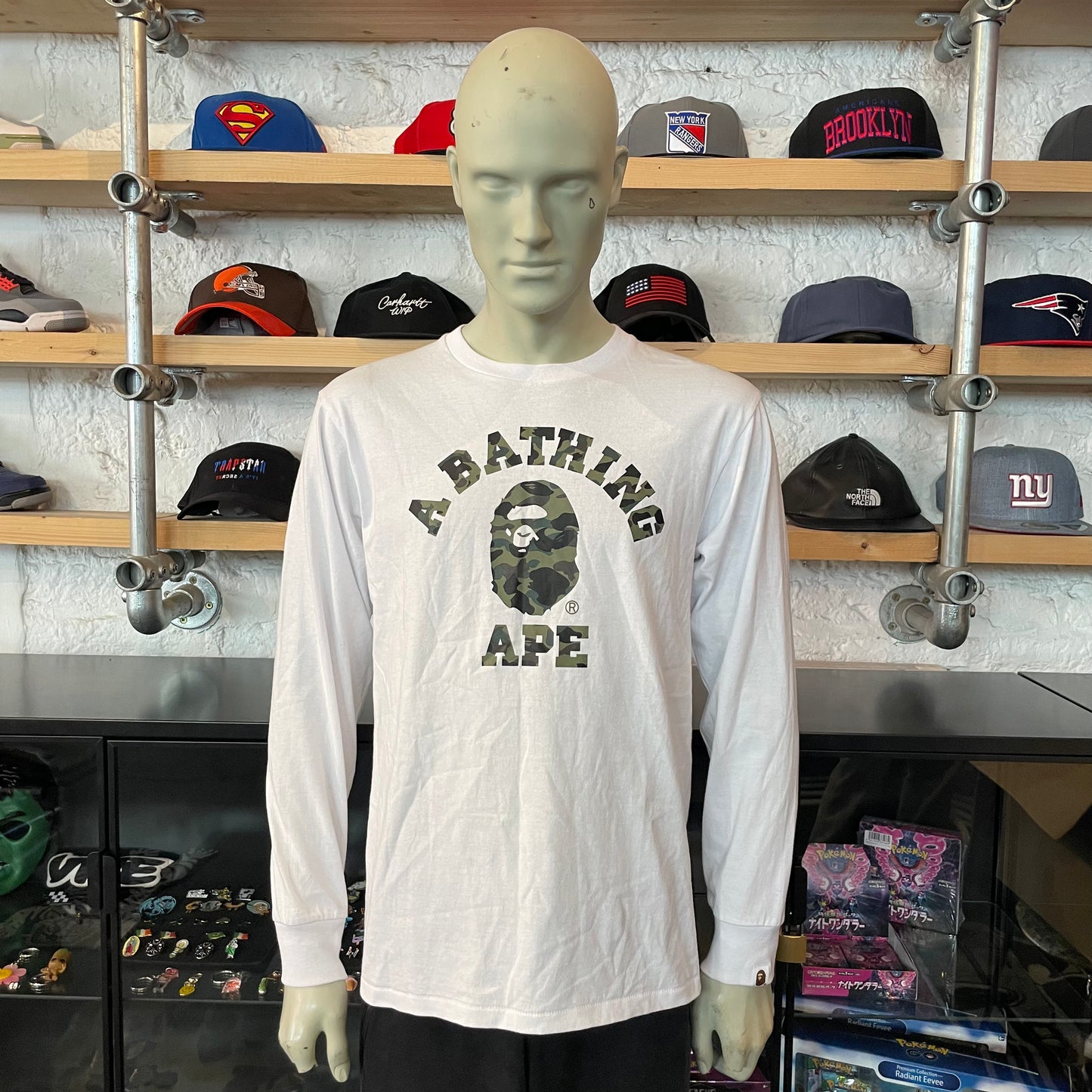 Bape College Logo LS Tee White