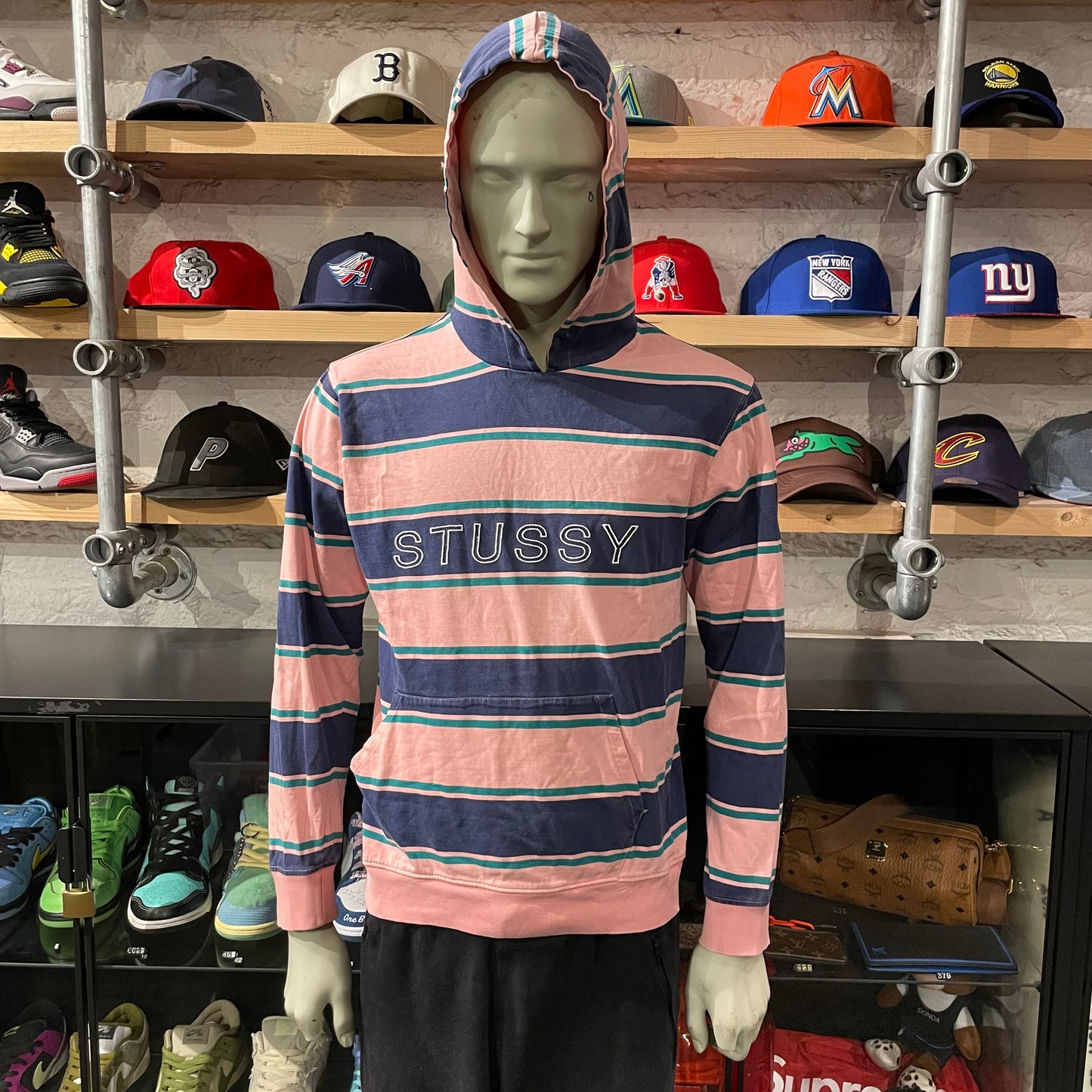 Stussy Stripe Hoodie Pink/Green