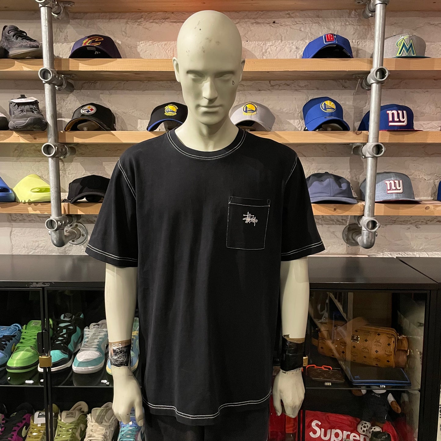 Stussy Contrast Stitch Tee Black