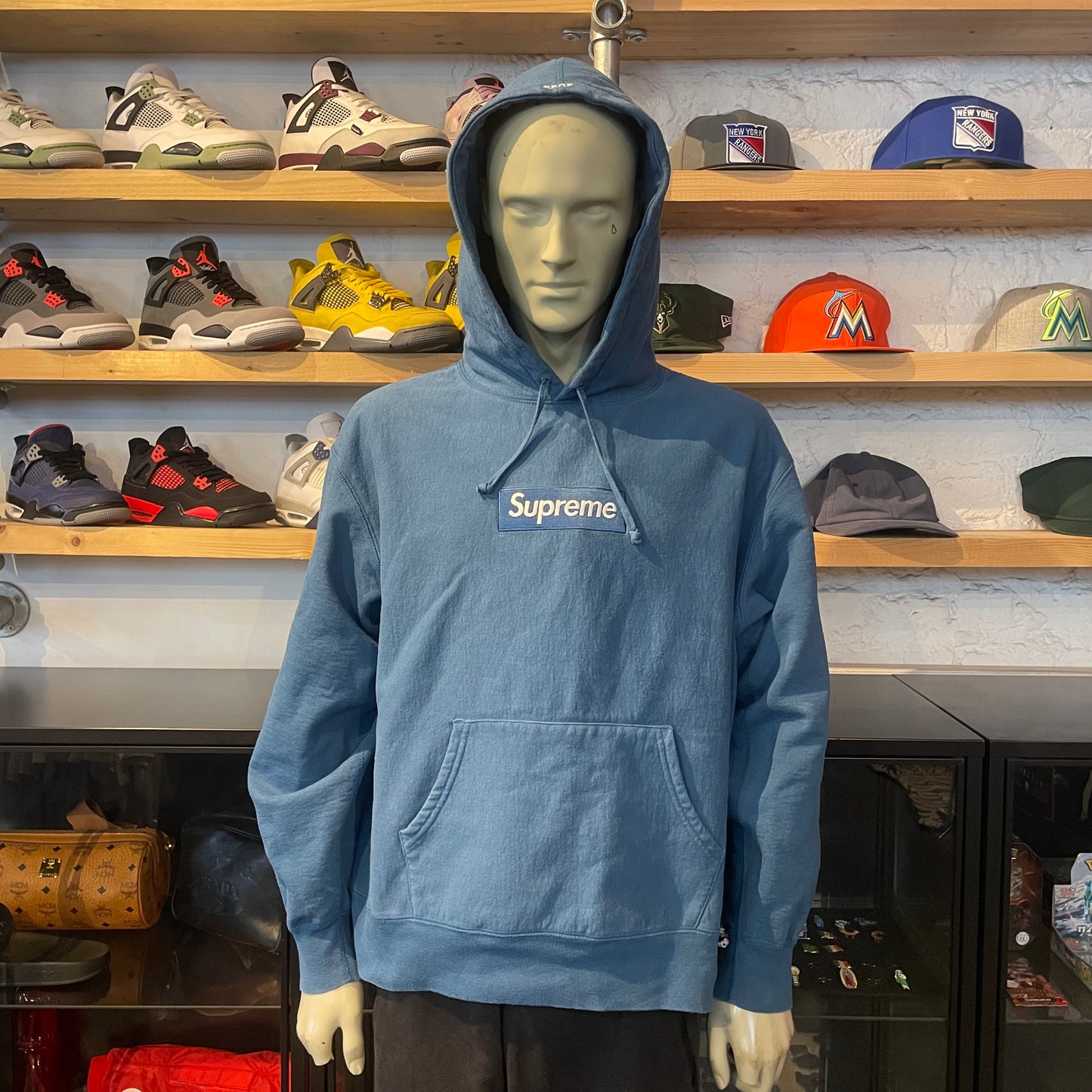 Supreme Navy Tonal Box Logo Hoodie