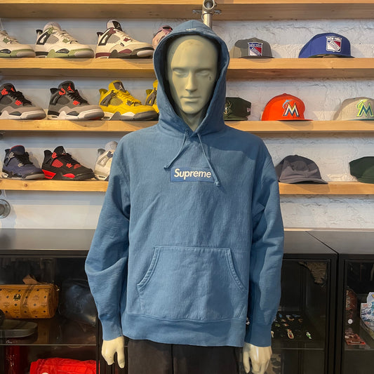 Supreme Navy Tonal Box Logo Hoodie
