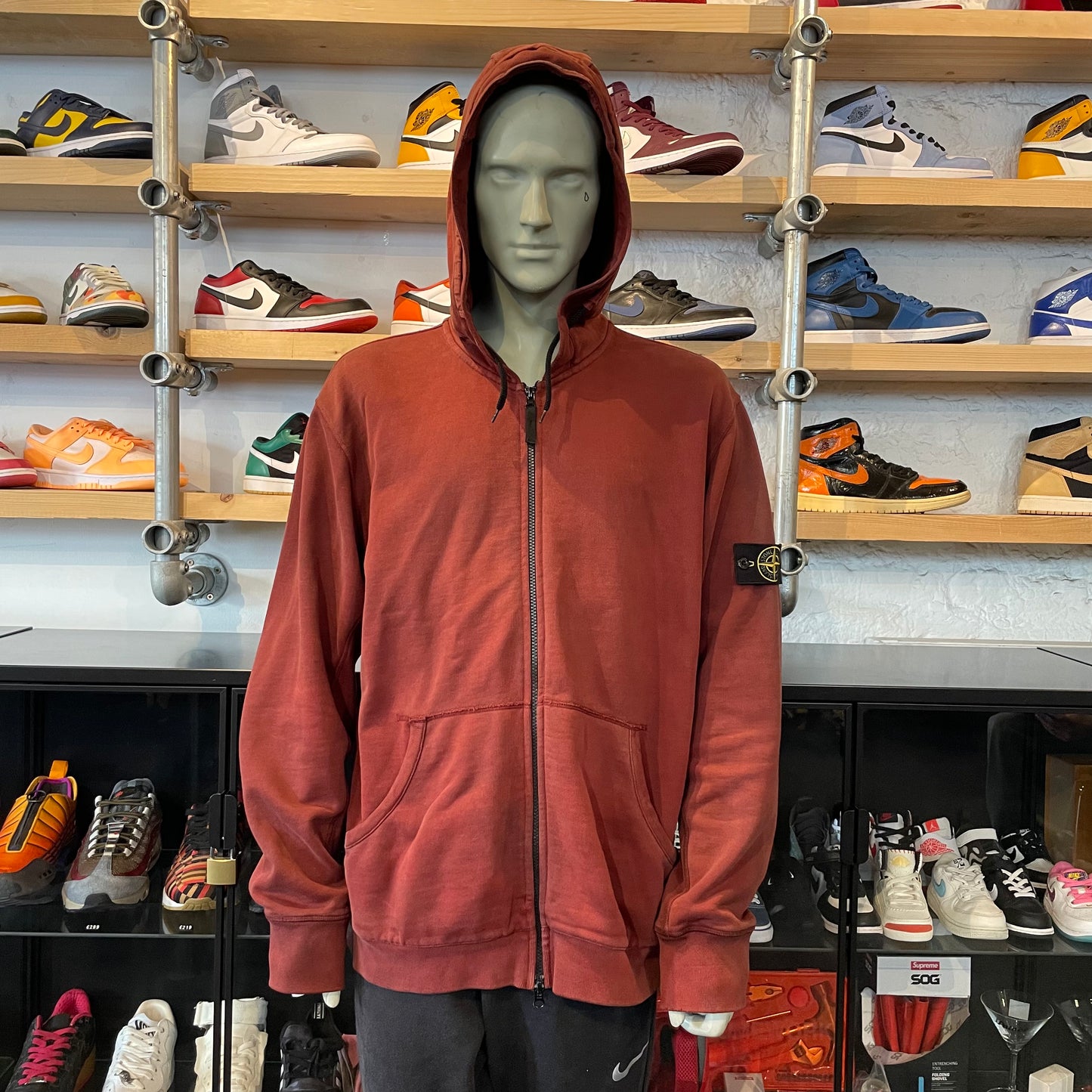 Stone Island Zip Up Burgundy