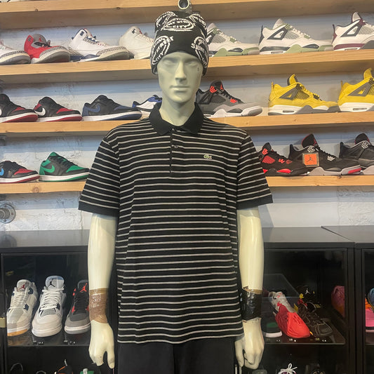 Lacoste Polo Black/White Small Stripe