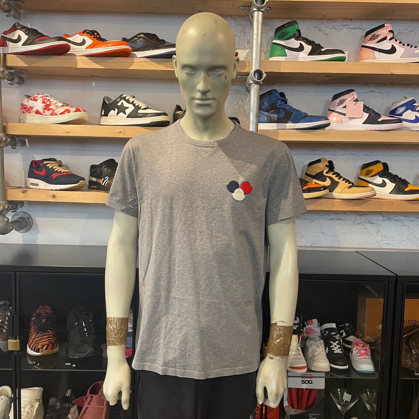 Moncler Triple Badge Tee Grey