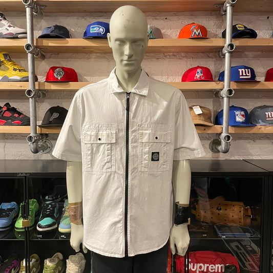 Stone Island Zip Up Shirt White