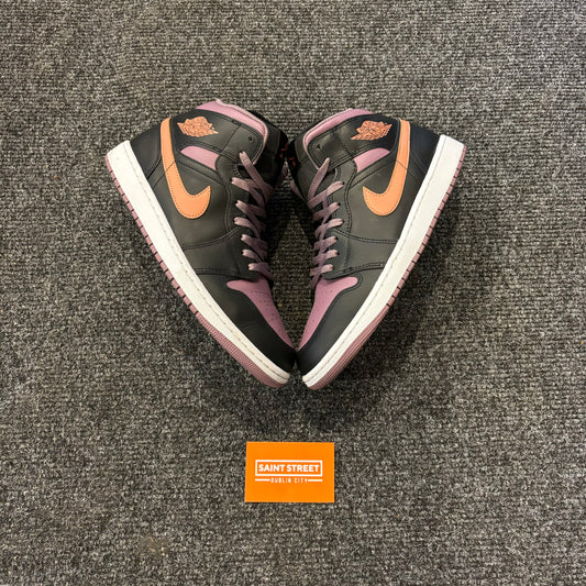 Jordan 1 Mid Maroon Black