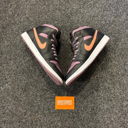 Jordan 1 Mid Maroon Black