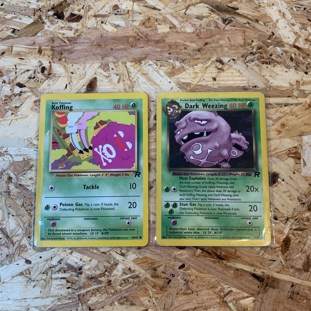 Pokemon Evolution Duo 'Koffing Common 58/82, Dark Weezing Rare 31/82' (Rocket Set)