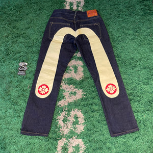 Evisu Jeans White Daicock Flower 'Lot 2010'